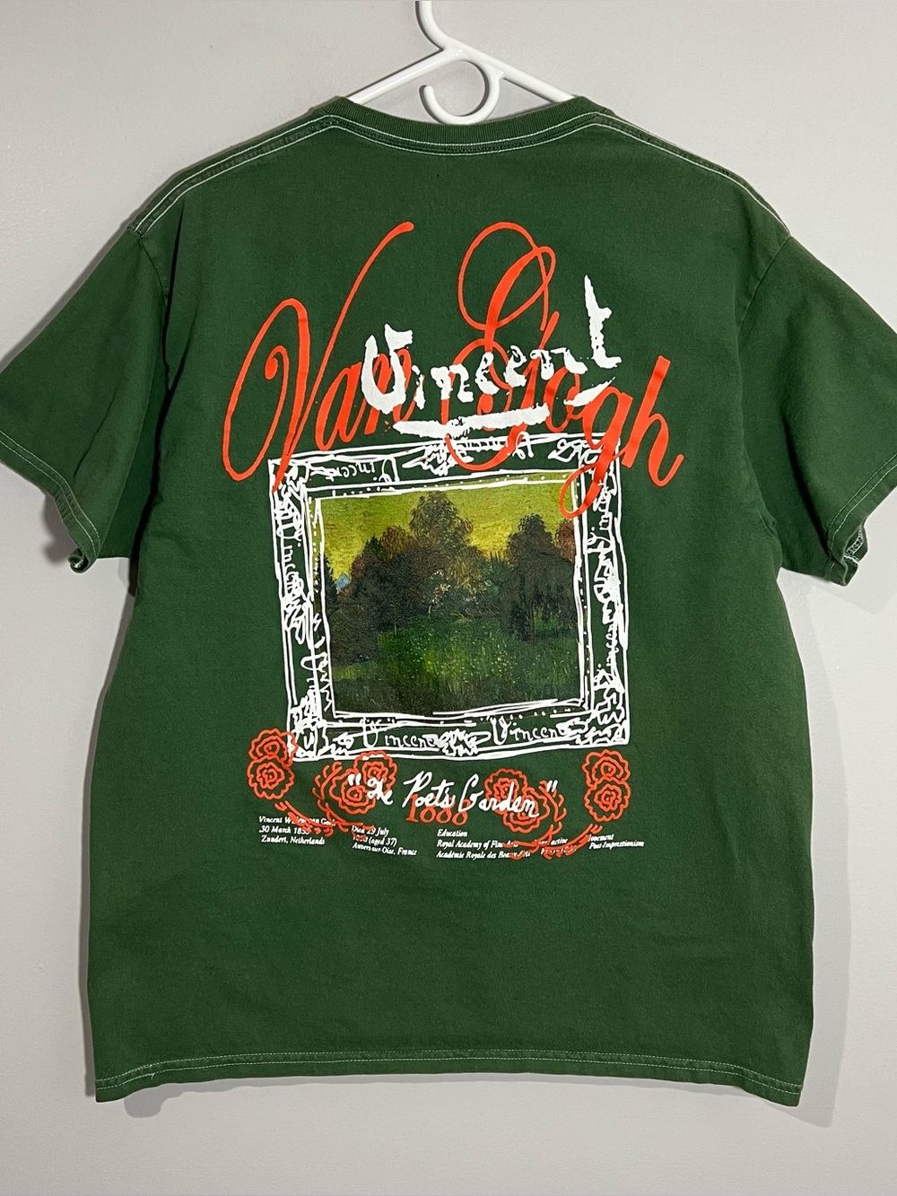 Strange Daze Vincent Van Gogh Garden Green Short Sleeve T-Shirt Mens Medium